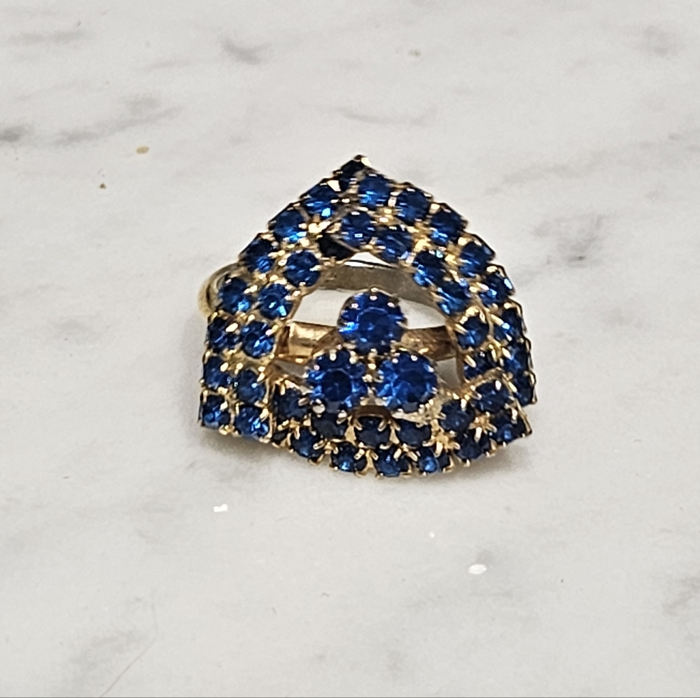 Vintage Elegant Dark Blue Rhinestones  Women's Adjustable Ring
